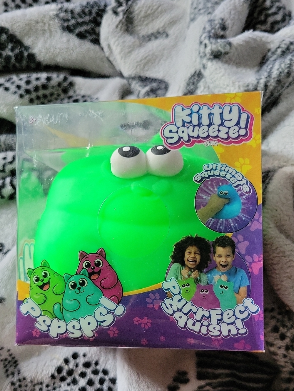 Squeeze Kitty Squeeze! Bright Green Squishy Plush Toy